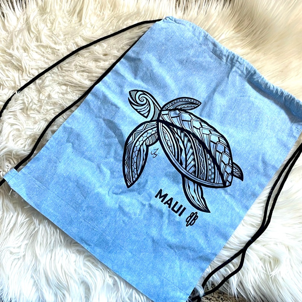 808Clothing - Maui Turtle Drawstring Backpack NWOT